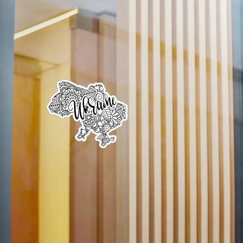 Ukraine Boho Mandala Outline PVC Vinyl Sticker For Car Bumper And Rear Window Decorative Graphic Design Decal