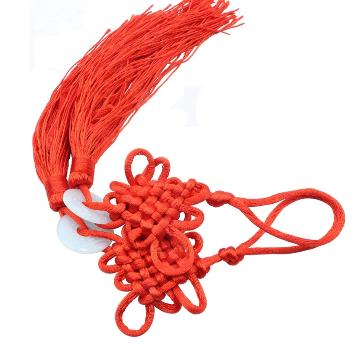 Chinese Tassel Chinese Knot Red Handmade Oriental Imitation Jade Peace Buckle Pendant Lucky Knots Door Car Hanging Decoration