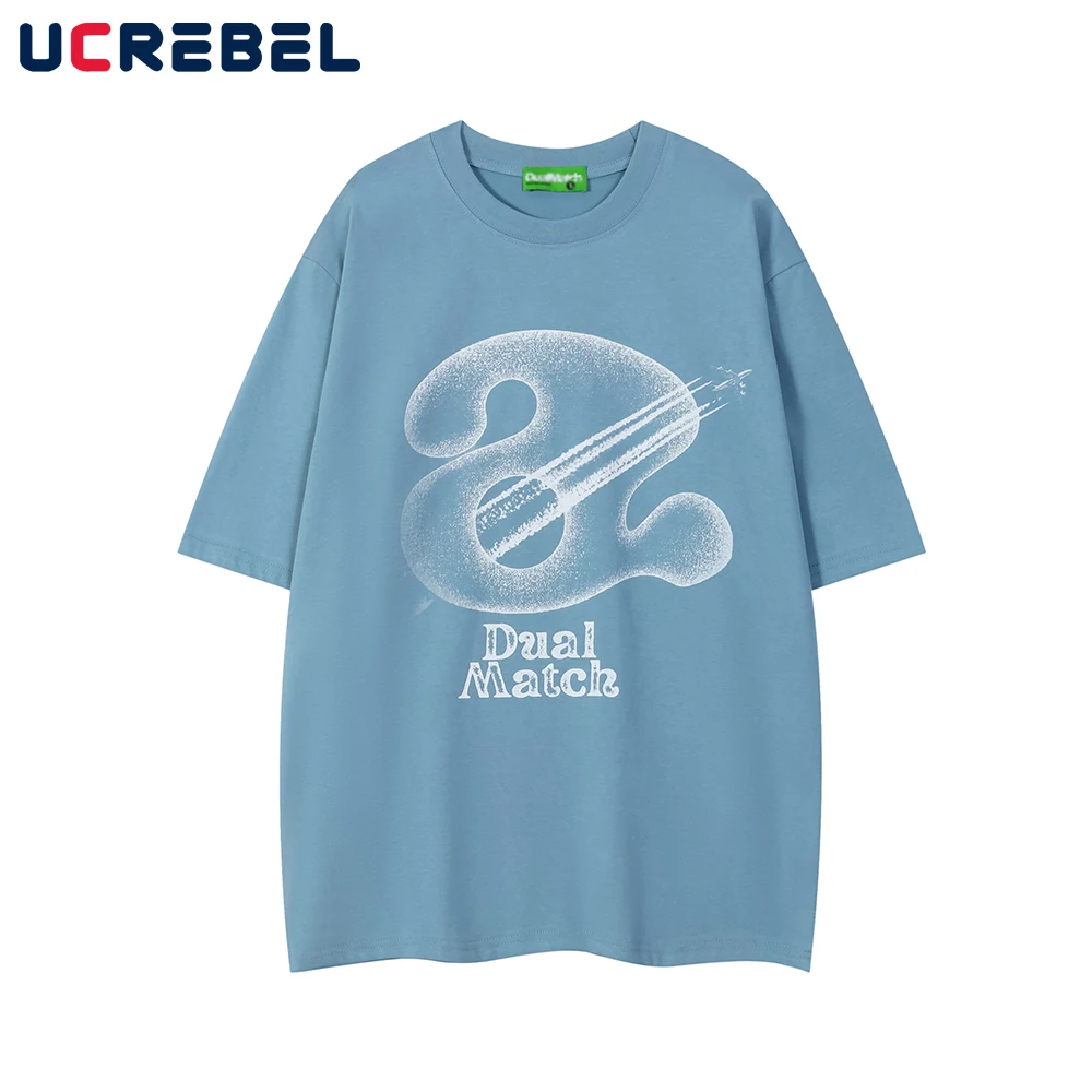 

Letter Print Short Sleeve T-shirt Mens Y2k High Street Summer Loose Half-Sleeve Crew Neck Tshirt Men Cotton Tee