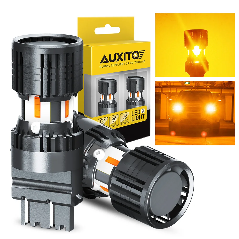 AUXITO 2Pcs Canbus 3157 LED Turn Signal Anti Hyper Flash Amber T25 P27/7W LED Bulb Indicator Lamp Super Bright With Fan No Error