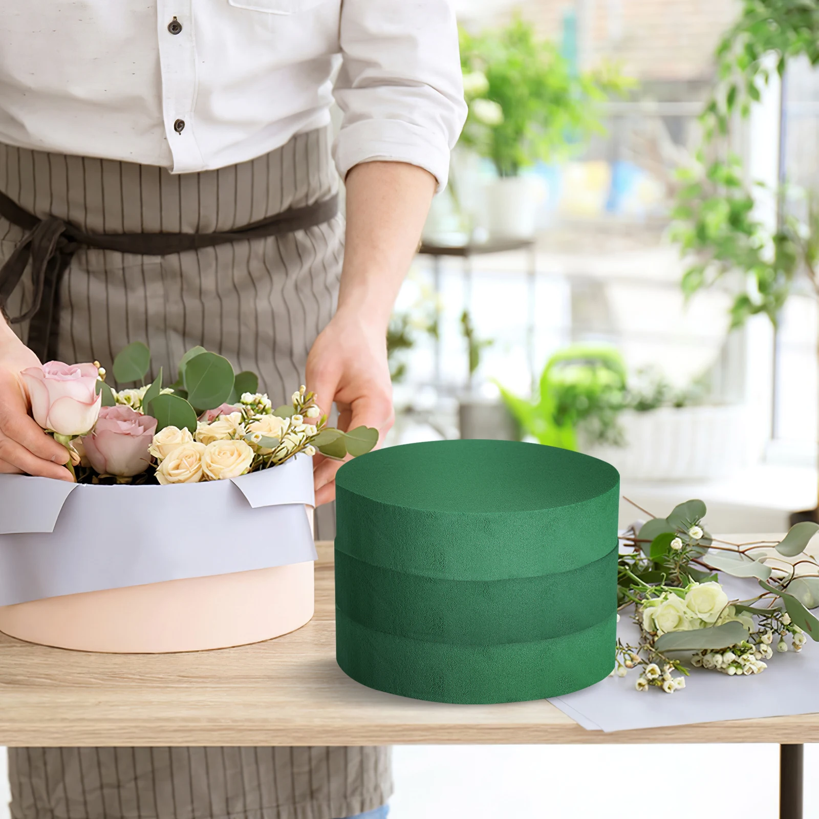 

6pcs Floral Blocks Green Round Wet Dry Arrangement For Wedding Home Decor Garden Craft Projects Fresh Flower Support Water