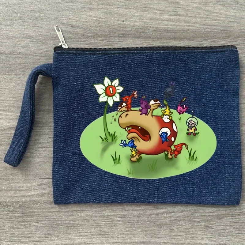 

Pikmin графический принт холщовая сумка новая губная помада духи джинсовая косметичка органайзер поставки различные пеналы на молнии