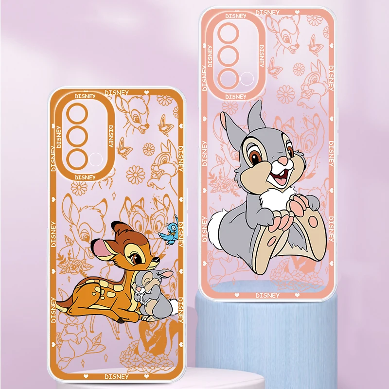 Thumper Disney Cute Bambi Angel Eyes For Oppo A98 A78 A94 A76 A74 A73 A54 A53 2020 Reno 8 7 6 5 5G Transparent Phone Case