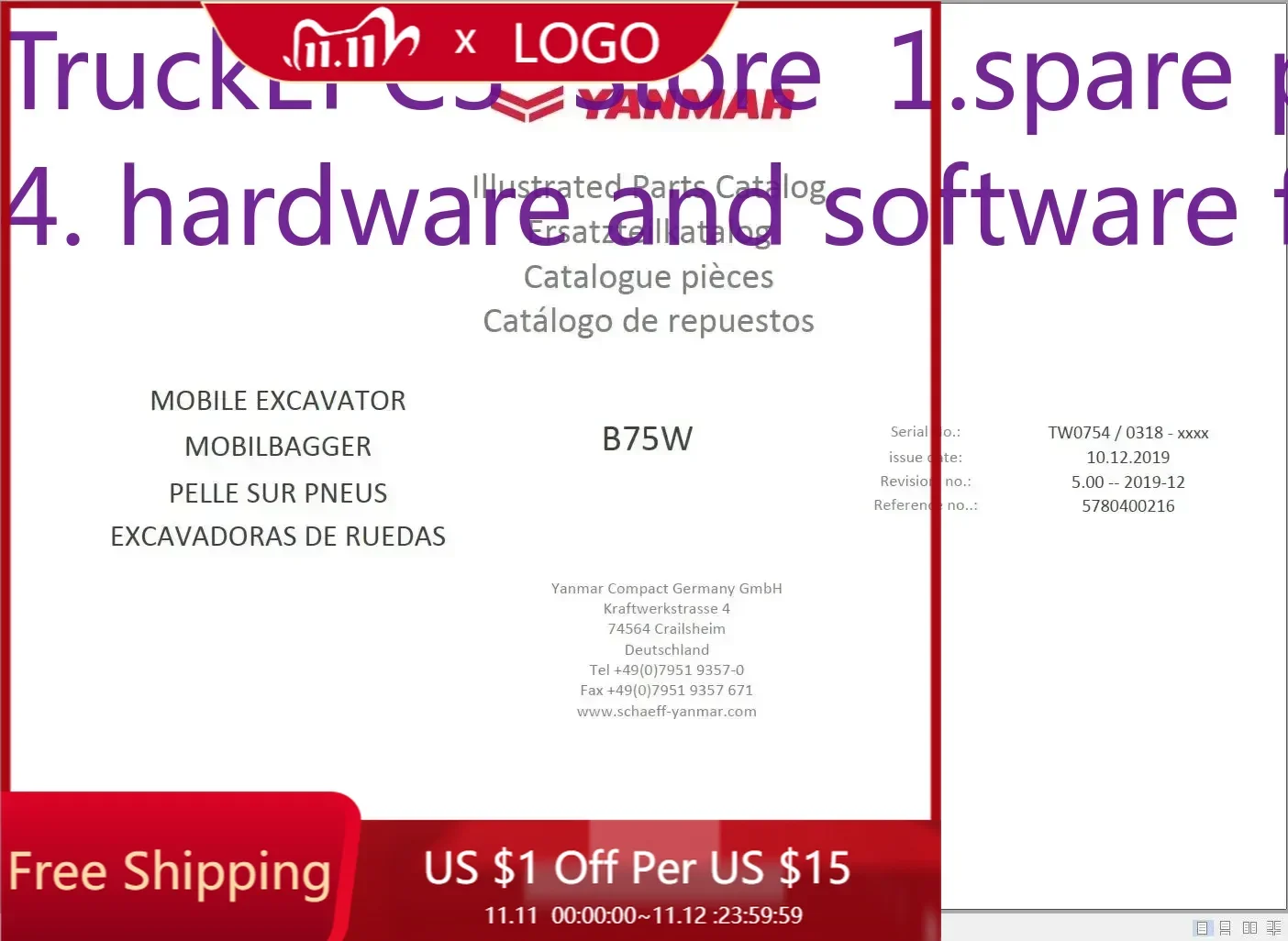

TruckEPC3 Yanmar All Model 13.0 GB PDF Operator Parts Service Manuals and Wiring Hydraulic Diagrams