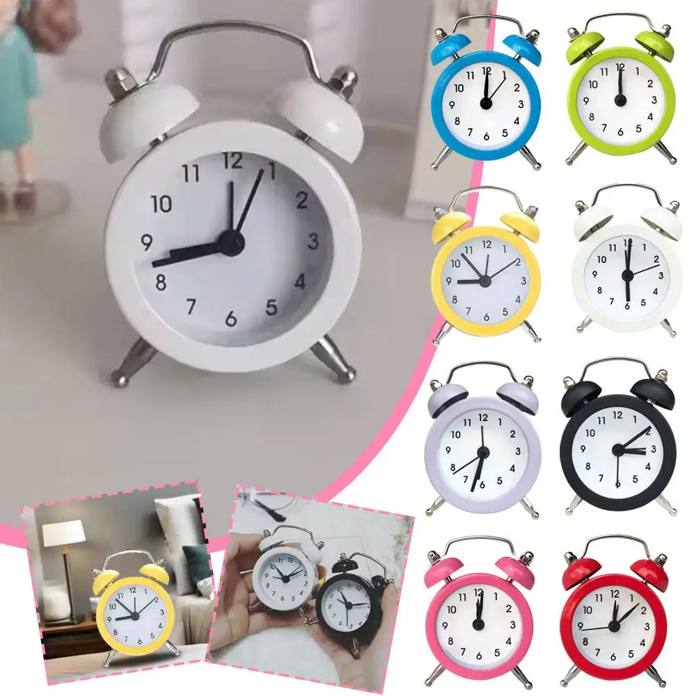 Retro Loud Alarm Clock Double Bell Mechanical Key Wound Silent Clock Decor Home Night Alarm Bedside Pointer Clock Clocks Li E7N6