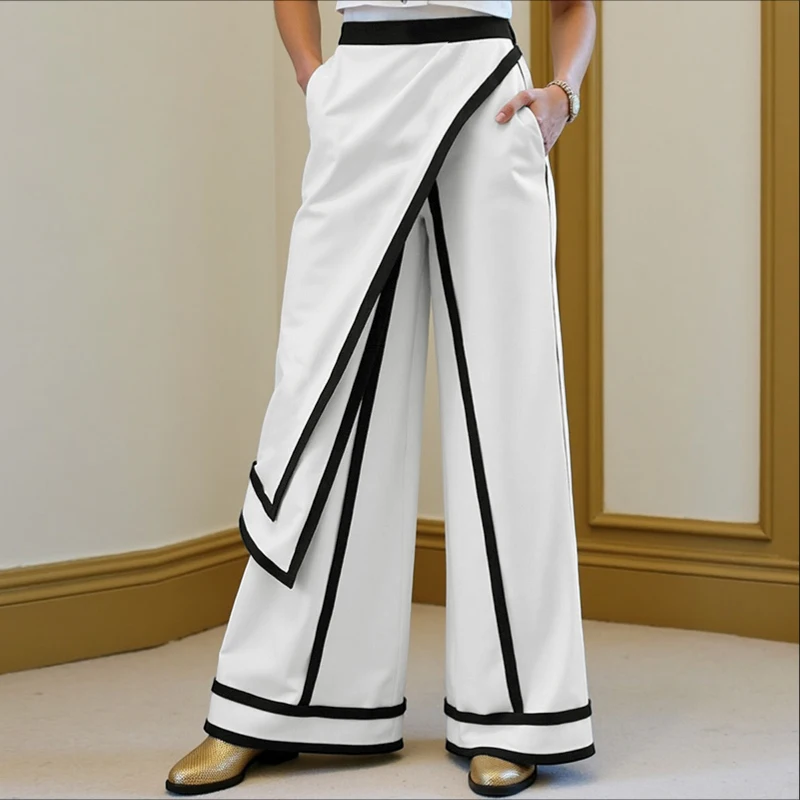 INCERUN Herren Unregelmäßige Hosen Patchwork Elastischer Bund Jogginghosen Weites Bein Streetwear Lose 2026 Mode Herren Lange Hosen – Detail 6