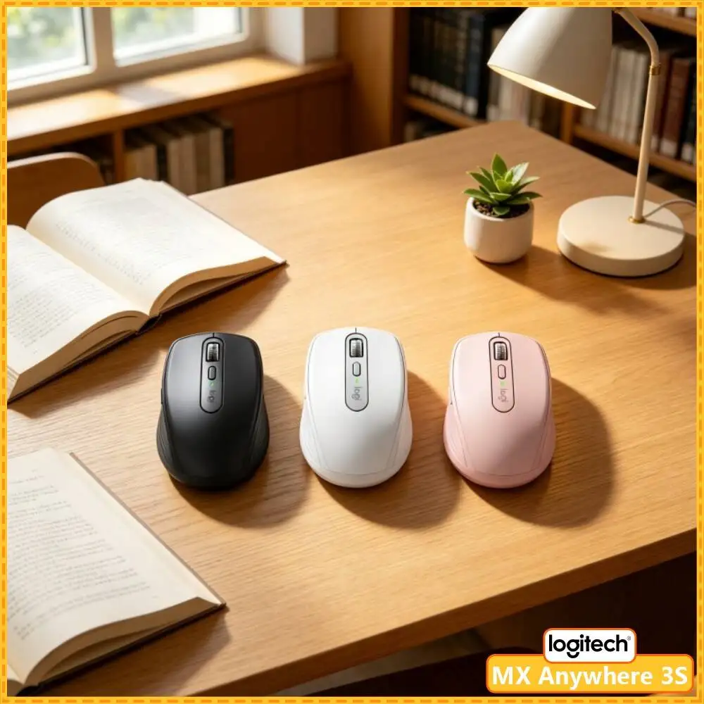 Ergonomic MX Anywhere 3S - 8K DPI, 3-Device Sync, Silent Click, Ideal for Camera Shop Office & Training Hall Work