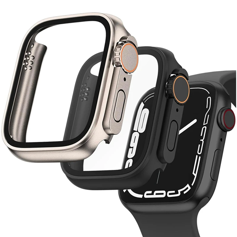 

Glass+Case for Apple Watch 46mm 44mm 45mm 41 40 38 42mm Screen Protector Cover Change Ultra Bumper iWatch Series 10 9 8 7 SE 6 5
