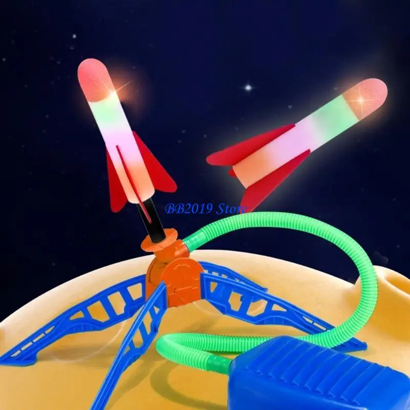 Q0KB dzieci rakiety powietrzne na świeżym powietrzu strzelanie stopami zabawka gąbka szybuje rakiety skok sportowa gra na dla