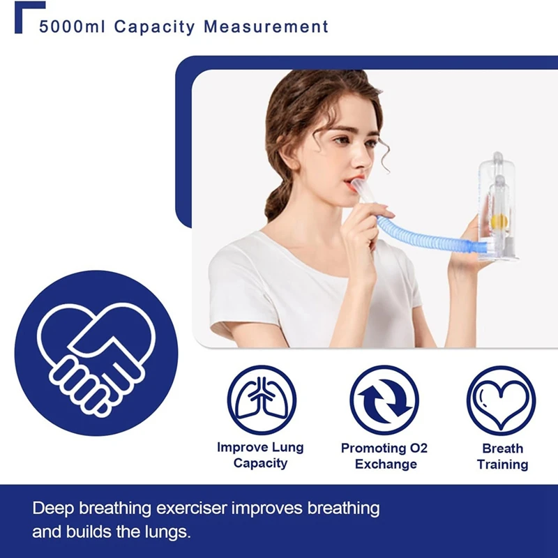 1 Piece Breathing Exerciser For Lungs, Deep Breathing Trainer Plastic 5000Ml Capacity