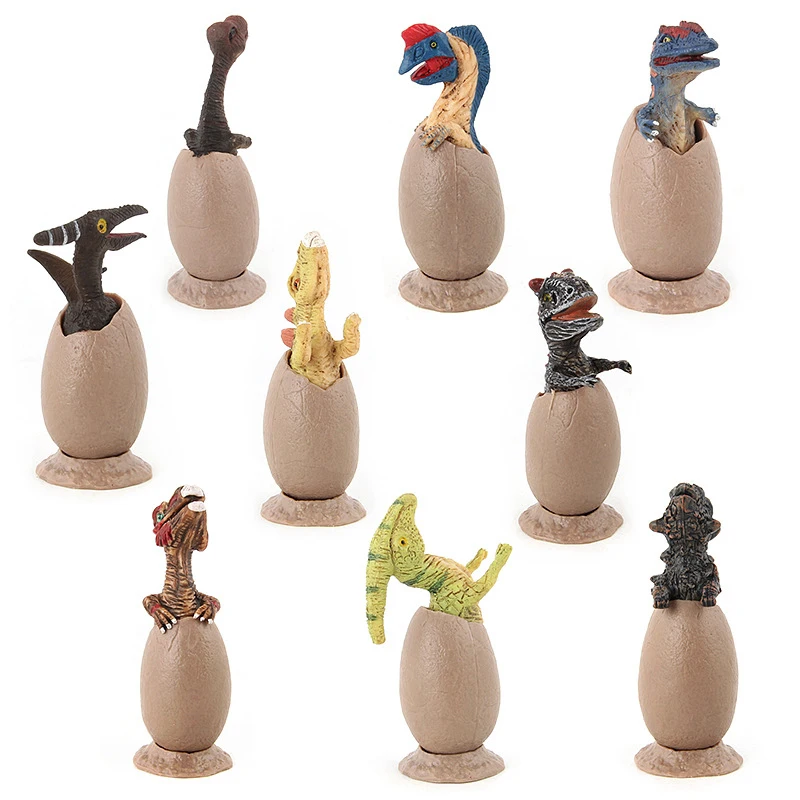 9 PCS/Set Dinosaur Handmade Model Half Hatched Dinosaur Egg Model With Pedestal Funny Novel Toys Boys Girls Toys Gifts