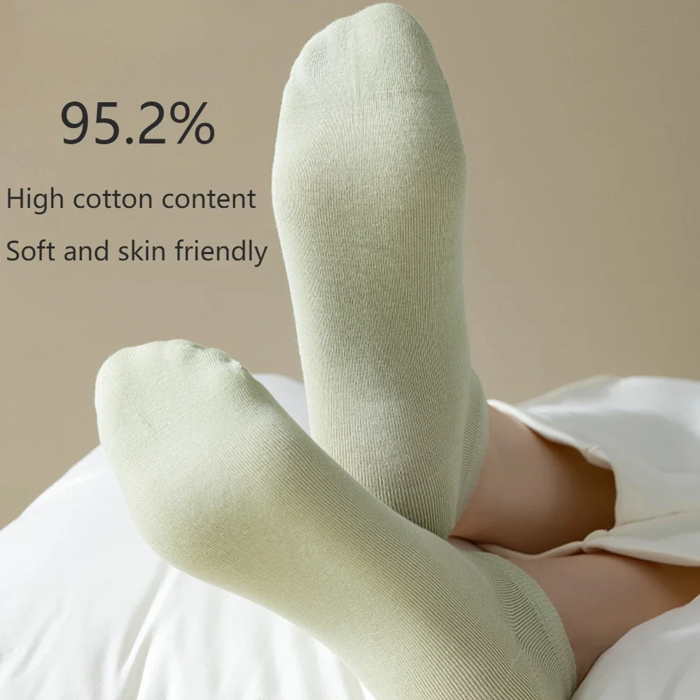 6 Pairs Woman Socks Xinjiang Cotton Spring and Autumn Socks Women's, Anti-bacterial Sweat Anti-skid Short Tube Women's Socks