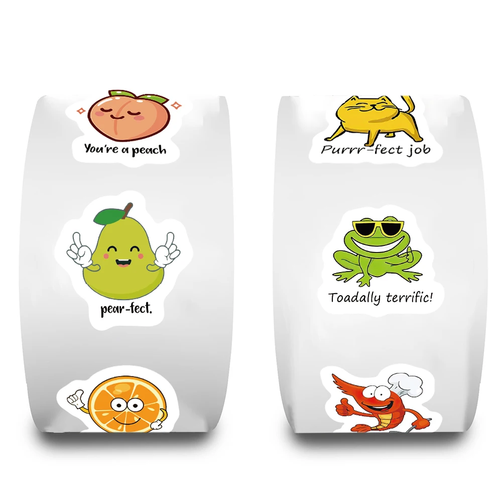 500PCS/roll Cartoon Reward Cat Stickers For School Reward Sticker Encouragement Card Student Stationery Games Party Gift Sticker