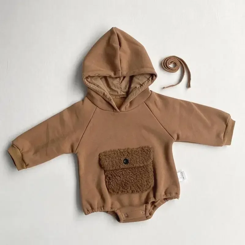 

Newborn Baby Boys Bodysuit Inafnt Kids Cotton Clothes Toddler Girls Keep Warm Hooded Jumpsuit One-piece Babies Winter Hoodies