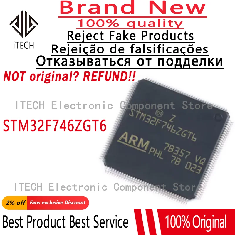 

5pcs/lot Original STM32F746ZGT6TR STM32F746ZGT6 STM32F746 LQFP208 Microcontroller Chipset 100% New and Genuine