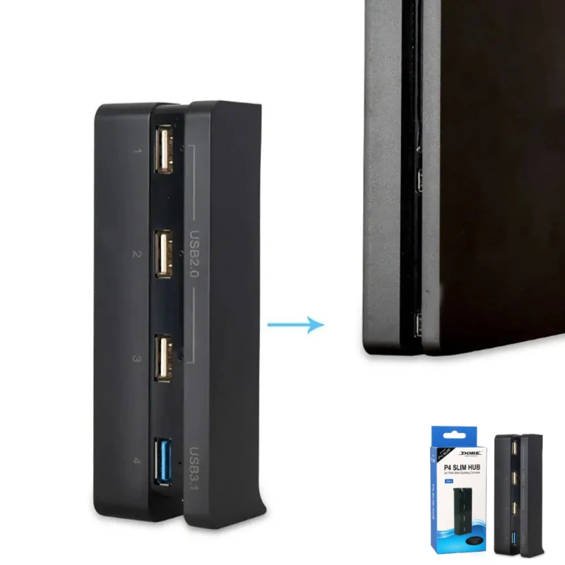 

New 4 Port USB Hub for PS4 Slim USB 3.0 2.0 Adapter Accessories Expansion Splitter Hub Game Cube Universal PS4 Games Accessories
