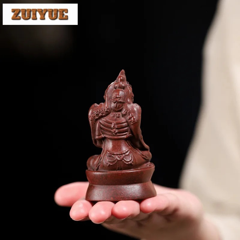 1PCS Boutique Handmade Purple Clay Tea Pet Chinese Tare Buddha Statue Ornaments Tea Figurine Crafts Tea Set Room Decoration Gift