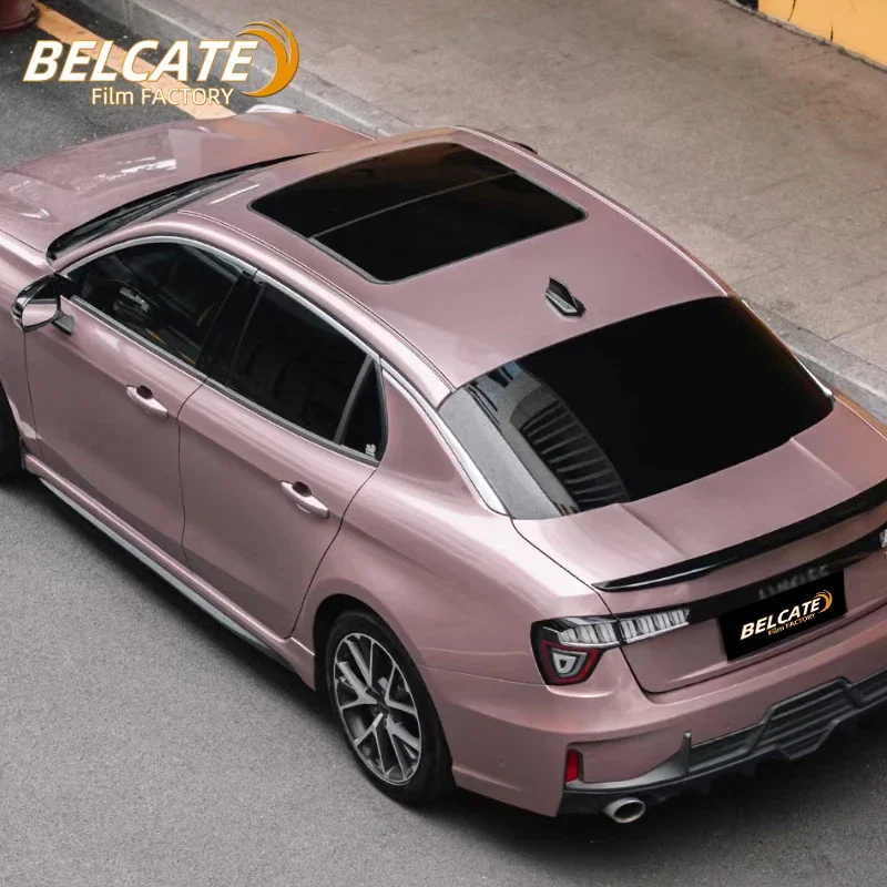 High polymerization 1.52*18m Self-cleaning super bright face Light pink car packaging colorful vinyl car stickers in stock