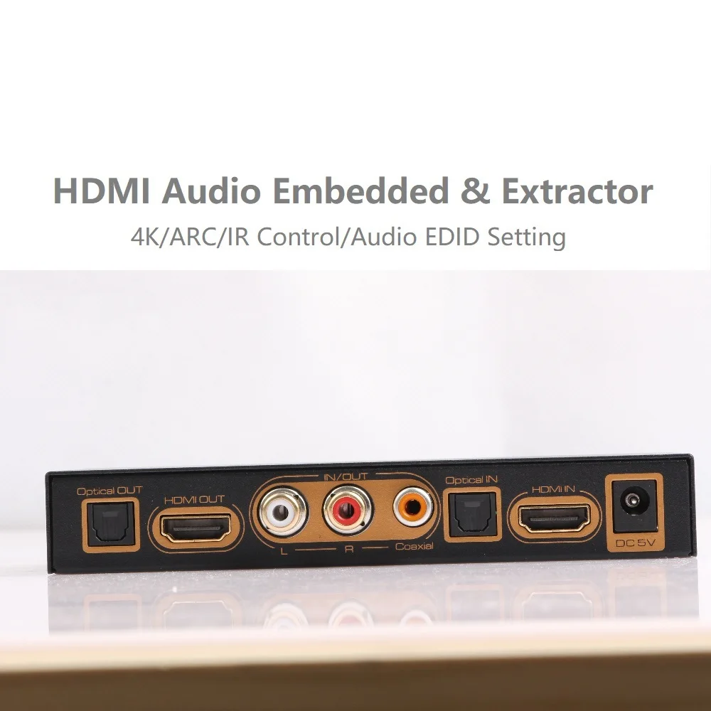 Extrator de áudio analógico compatível com HDMI, conversor incorporado conjunto EDID, controle 4K ARC IR, SPDIF coaxial, Digital5.1