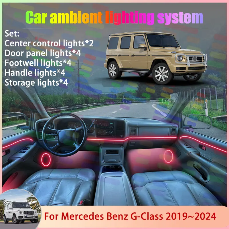 

For Mercedes Benz G-Class MK2 2th W463 2019~2024 2/18 in 1 Car Atmosphere Light Lamp RGB Shade Ensemble Streamer Atmosphere Set