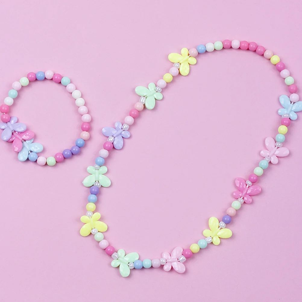 

Children's Jewelry Set Flower Girl Bracelet Little Necklace Bracelets Girls Toddler Charm Pretend for Kids Safe