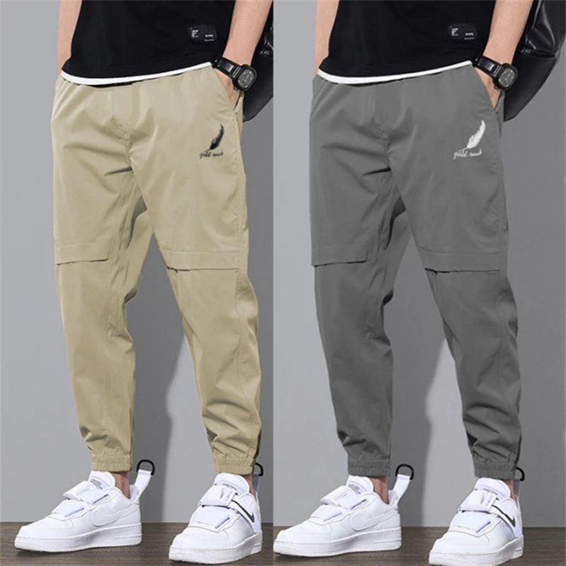 

Men Sweatpants Casual Cargo Pants Outdoor Fashion Male Elastic Waist Trousers Jogger Pants