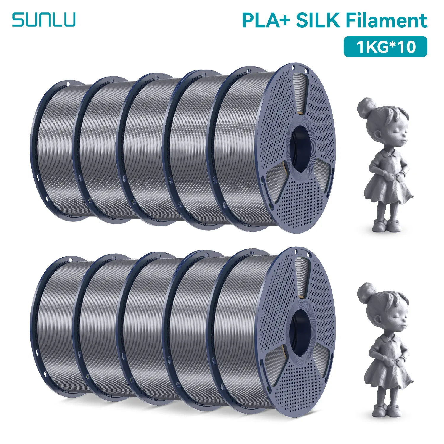 SUNLU Zijde PLA+ Filament 1,75 mm 10KG 1KG/Roll 1,75 MM Upgrade Spool Compatibel met Bambulab Navulfilament Zijdezacht oppervlak