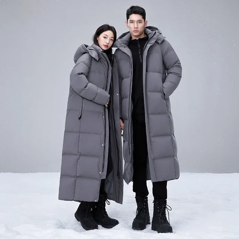 Outdoor High-end Extended Down Jacket Over The Knee Thickened Duck Down Jacket