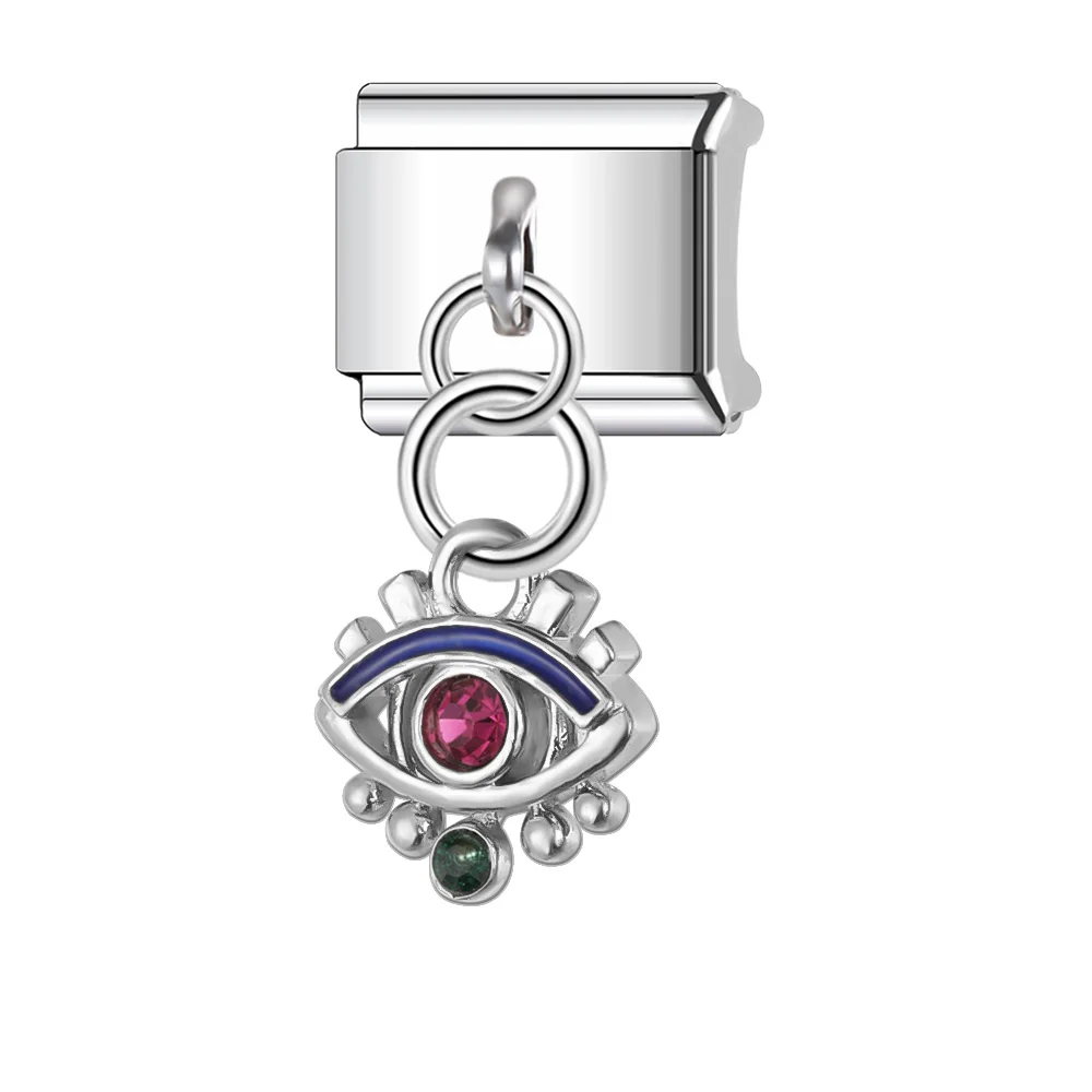 Trusta Fashion Devil's Eye Charm Italian Links 9mm Bracelet Stainless Steel for Girls Birthday Gift DIY Jewelry Wholesale N384