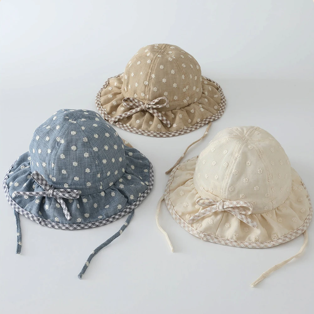

Summer Baby Fisherman Hats Kids Boys Girls Floral Embroidery Sun Hat Spring Autumn Cotton Children Bucket Caps