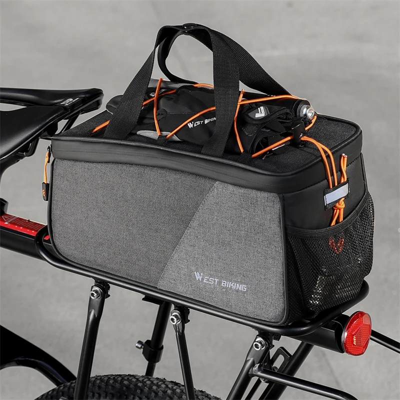 WEST BIKING Bicycle Rear Rack Bag 6L PVC Carrier Tail Bag With String Bag Storage Drawstring Trunk Bag Cycling Travel Hand Bag