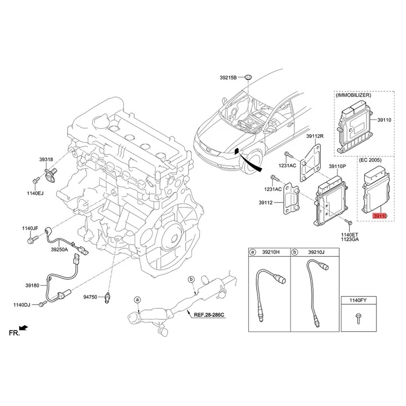 39114-2B100 Car Engine Computer Board ECU Electronic Control Unit B110 For KIA Forte 2008-2013 391142B100