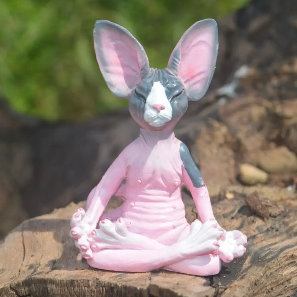 Gift Sphynx Cat Home Garden Decor Miniature Hairless Cat Collectible Figurines Resin Meditate Cat Figurine