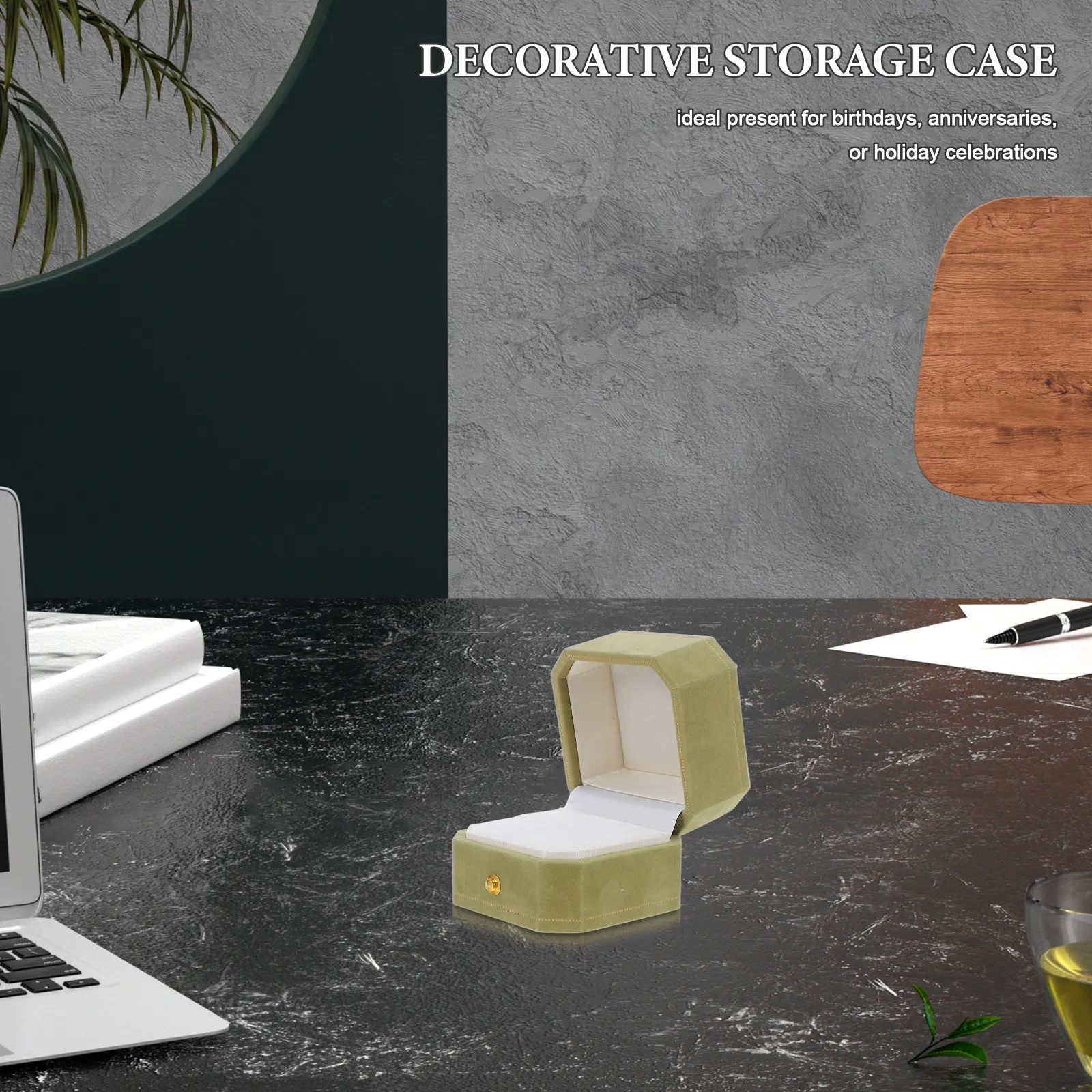 

Восьмиугольная коробка для колец, маленькая шкатулка для украшений, держатель для обручальных колец, декоративный органайзер для хранения, шкатулки для ювелирных изделий