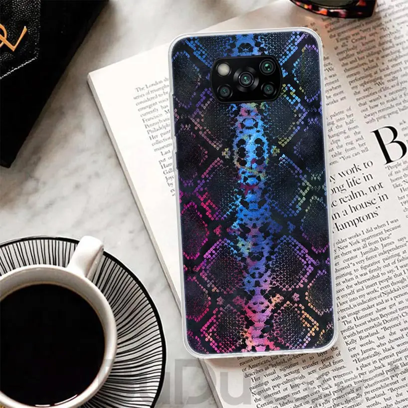 Pink Snake Skin Printing Drawing Cover For Xiaomi Poco X6 X5 Pro X4 Gt X3 Nfc F6 Phone Case F5 F4 F3 F2 F1 M5S M4 M3 Print Shell