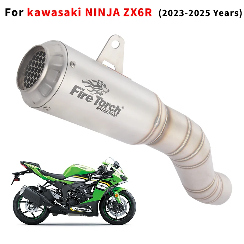 

Slip On For Kawasaki ZX6R ZX-6R ZX 6R 2023 2024 2025 Motorcycle Exhaust System Escape Mid Link Pipe Muffler Motocross Motobike