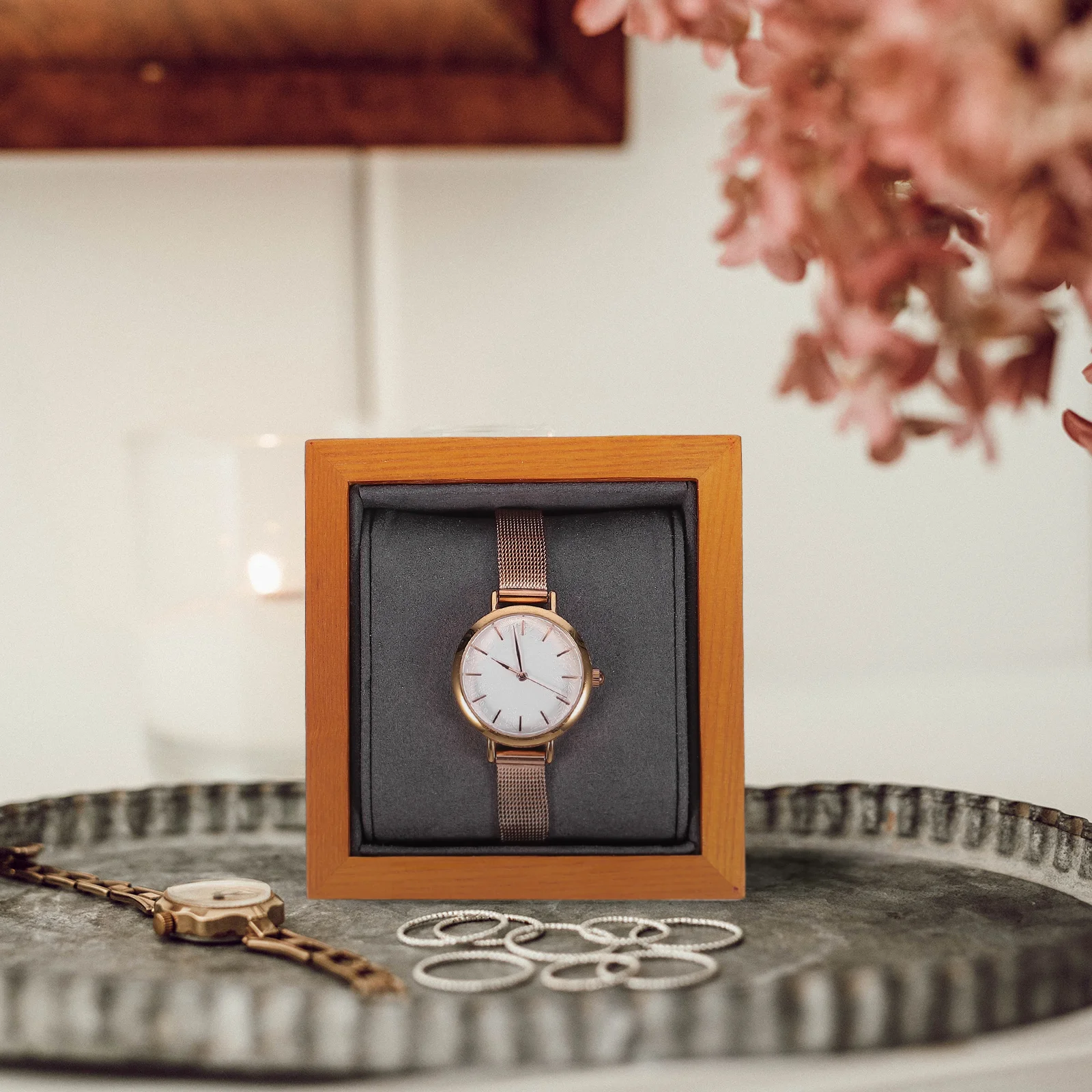 

1 шт., деревянная коробка для хранения часов, витрина для ювелирных изделий, органайзер для браслета, ожерелья, контейнер, винтажный стиль, подарочная упаковка, коробка