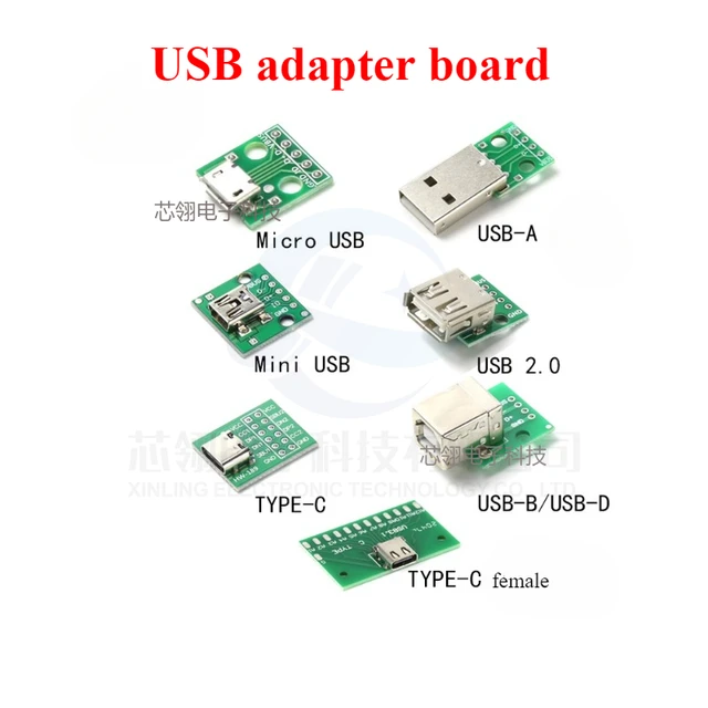 5szt Micro Mini A Męskie USB 2.0 3.0 A Żeńskie złącze USB B Interfejs do 2.54mm DIP PCB Konwerter Adapter Breakout Board