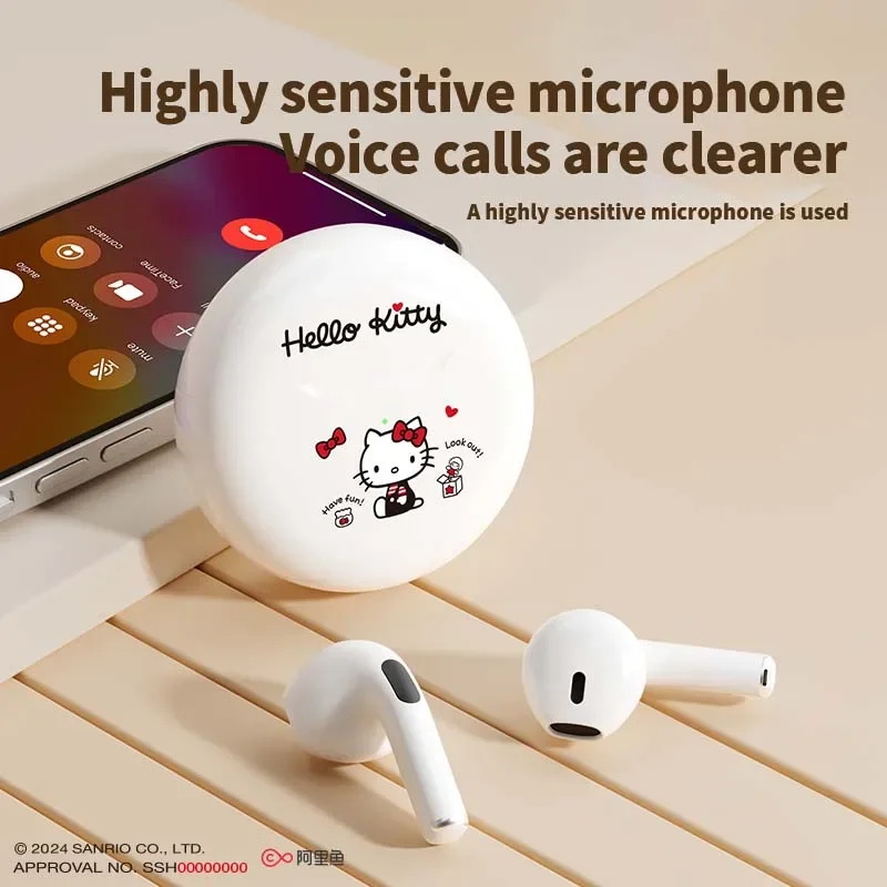 Sanrio J6 TWS Bluetooth Headphones Hello Kitty Wireless Earbuds Cinnamoroll Music Sport Touch Control Gaming Earphones Gifts