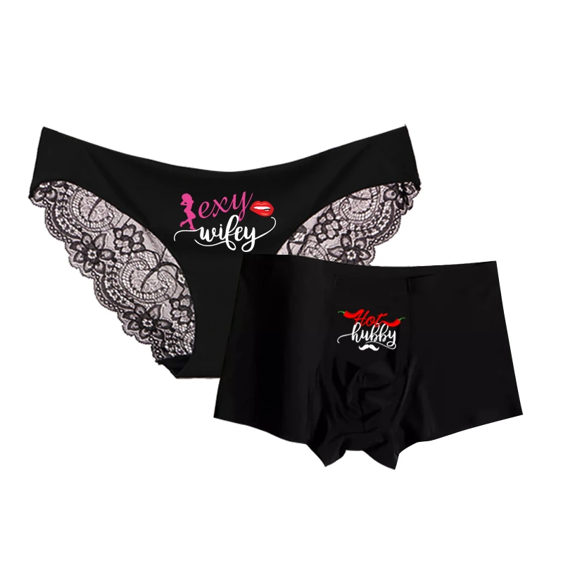 Bóxer de encaje para hombre y mujer, ropa interior Sexy, suave, de seda de hielo, para amantes románticos, a juego, a la moda