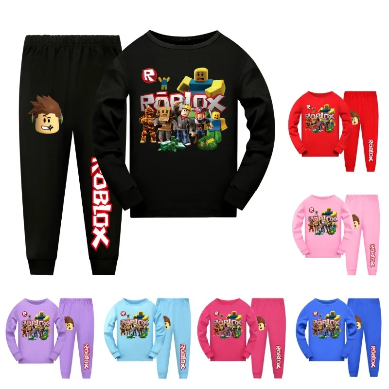 Roblox Game Cartoon Children Long Sleeved Pants Pajama Set Fashion Trend  Sweater Sweatshirt Casual Trousers Birthday Gifts