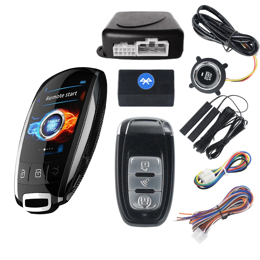 Drop Shipping KOL car LCD key Car+Alarms Smart Pke Keyless Entry Engine Start Stop Remote Starter Alarmas Para Auto