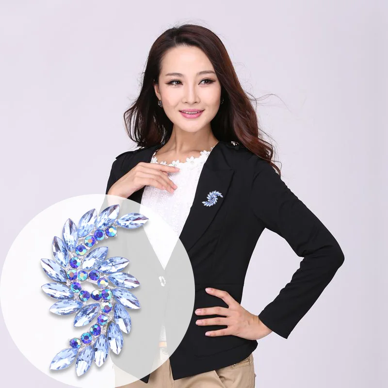 Брошь женская акриловая с камнем, 6 цветов, TM002