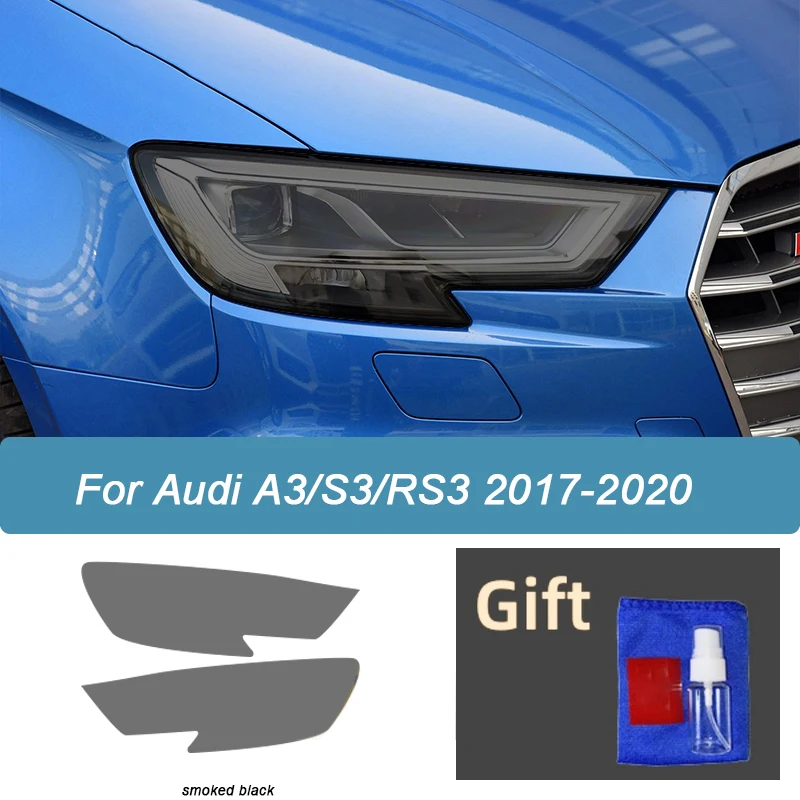 Car Headlight Protective Film Smoked Black Tint Wrap Vinyl Transparent TPU Sticker For Audi A3 S3 RS3 8V 8Y 2013-On 2021 2022