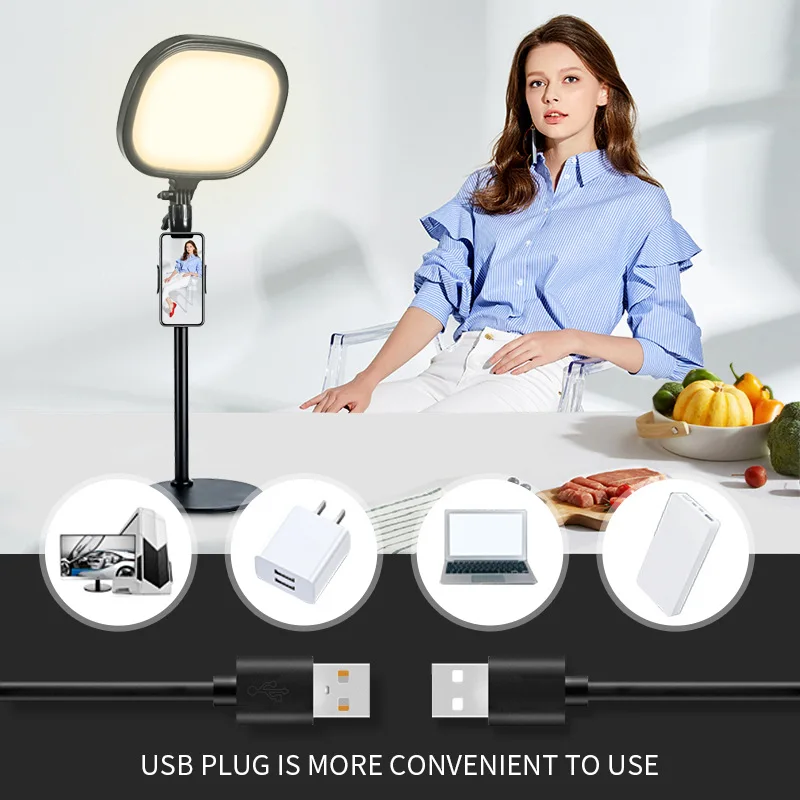 

Phone Tripod Stand with Photography Selfie Fill LED Light Adjustable Cell Phone Stand Holder Led Flash For Phone Tablet Laptop
