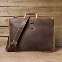 YH-3032 Crazy horse leather men's handbag, genuine leather top layer cowhide crossbody bag, retro business bag 14 inches