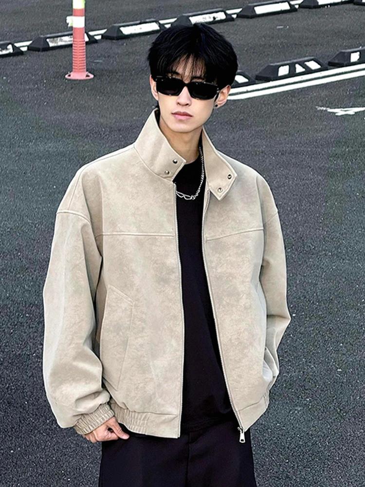 

Мужская осенняя куртка-харрингтон из натуральной кожи, окрашенная, с воротником-стойкой, в стиле Cleanfit, премиум-класса, для молодежи, модная