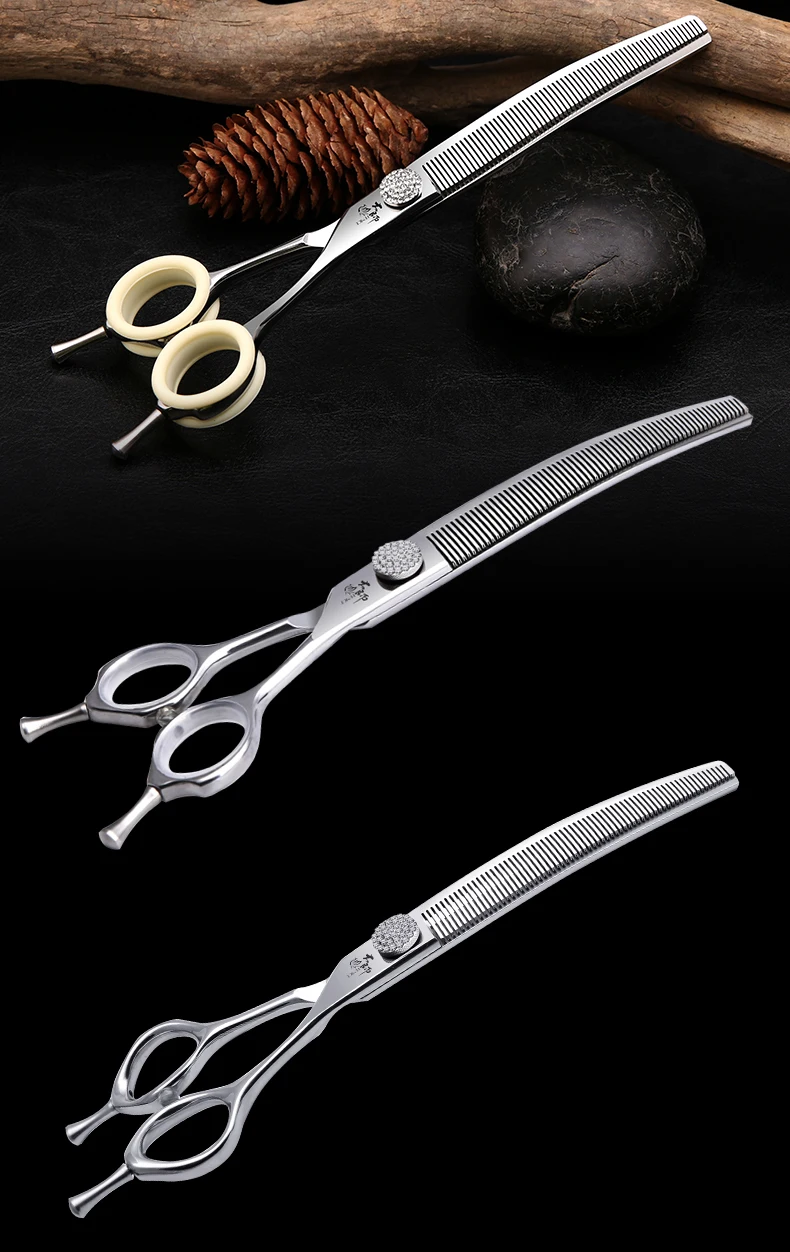 Fenice Pflegeschere, Diamantschraube, 7/7,5/8 Zoll, professionelle gebogene Chunker-Schere, dünnere Schere für Haustier-Kosmetikerin-Werkzeuge – Detail 16