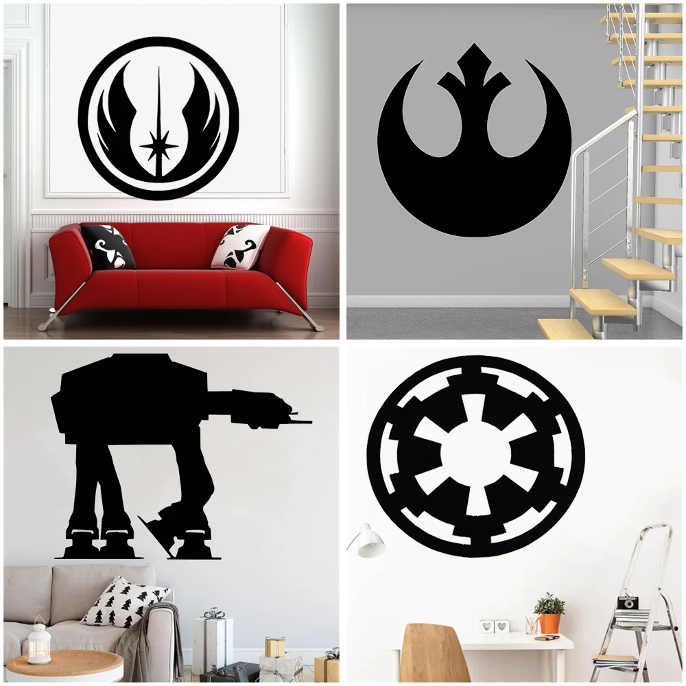 2Pcs/Set Variety of Sci-Fi Characters Vinyl Wall Stickers Imperial Rebel Alliance Logo Decal For Laptop/Phone/Car Decoration