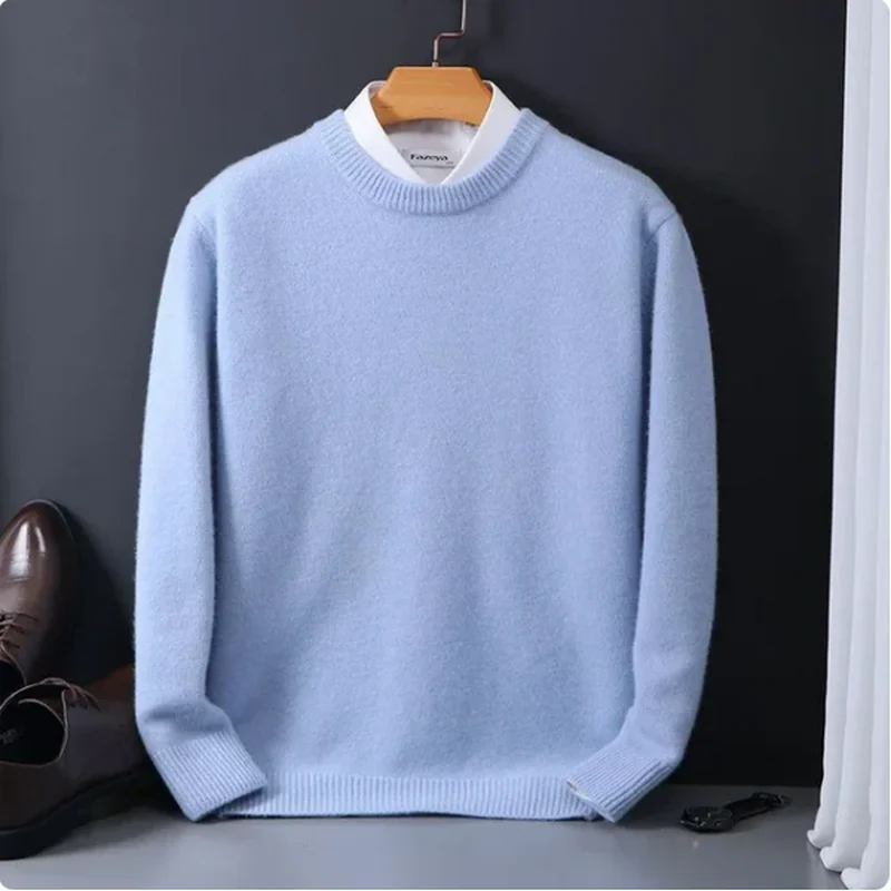 

2024 Cashmere Sweater O-neck Pullovers Men's Loose Oversized M-3XL Knitted Bottom Shirt Autumn Winter New Korean Casual Men Top